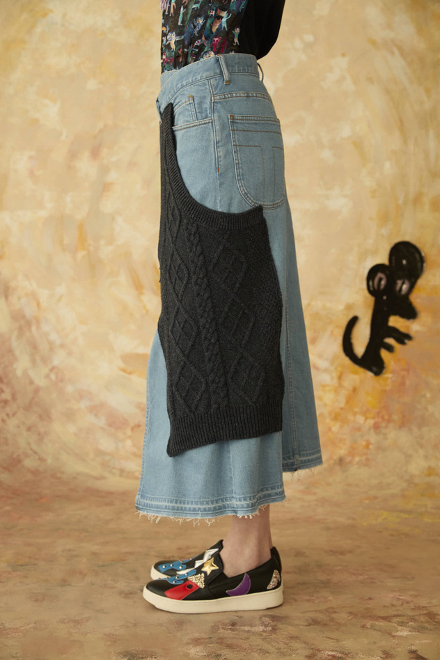 KNIT DOCKING DENIM SKIRT 詳細画像 navy 4