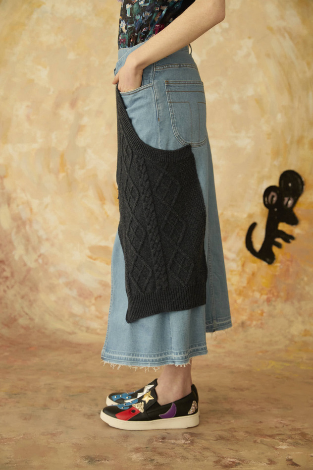 KNIT DOCKING DENIM SKIRT 詳細画像 navy 5