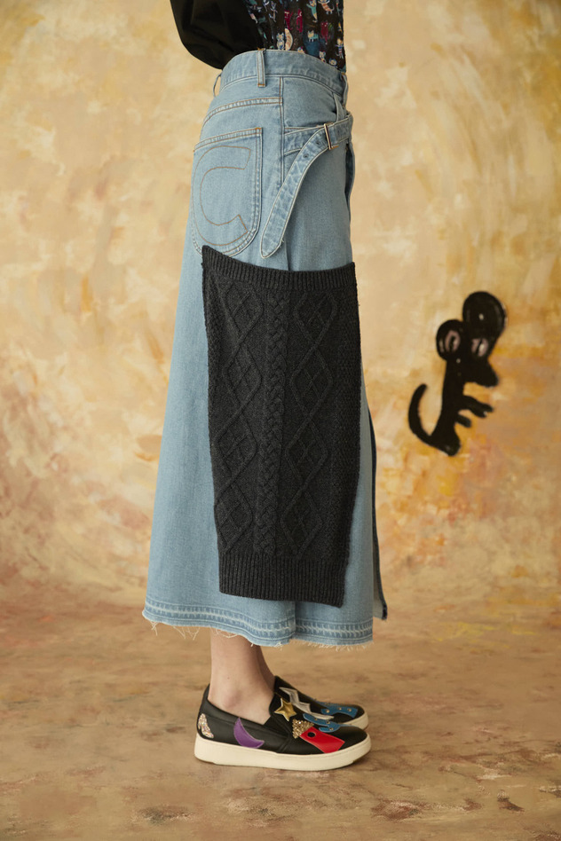KNIT DOCKING DENIM SKIRT 詳細画像 navy 8