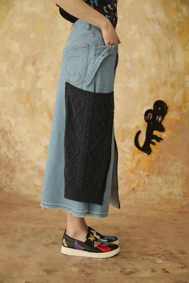 KNIT DOCKING DENIM SKIRT 詳細画像 navy 9