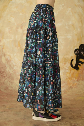 MANY FUNNY CATS COTTON SKIRT 詳細画像