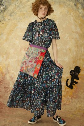 MANY FUNNY CATS COTTON SKIRT 詳細画像