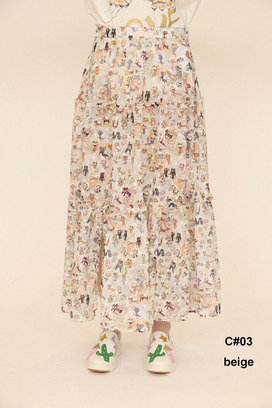 MANY FUNNY CATS COTTON SKIRT 詳細画像