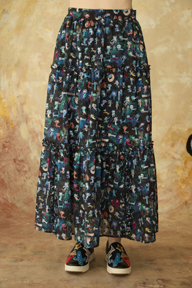 MANY FUNNY CATS COTTON SKIRT 詳細画像