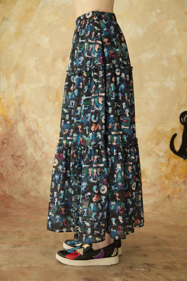 MANY FUNNY CATS COTTON SKIRT 詳細画像