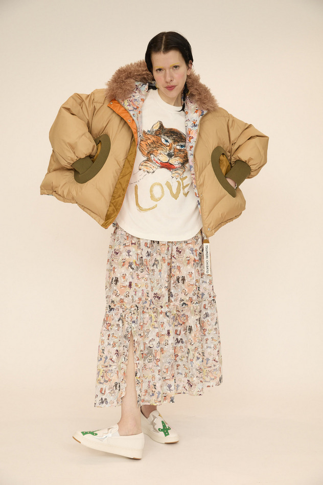 MANY FUNNY CATS COTTON SKIRT 詳細画像 black 15