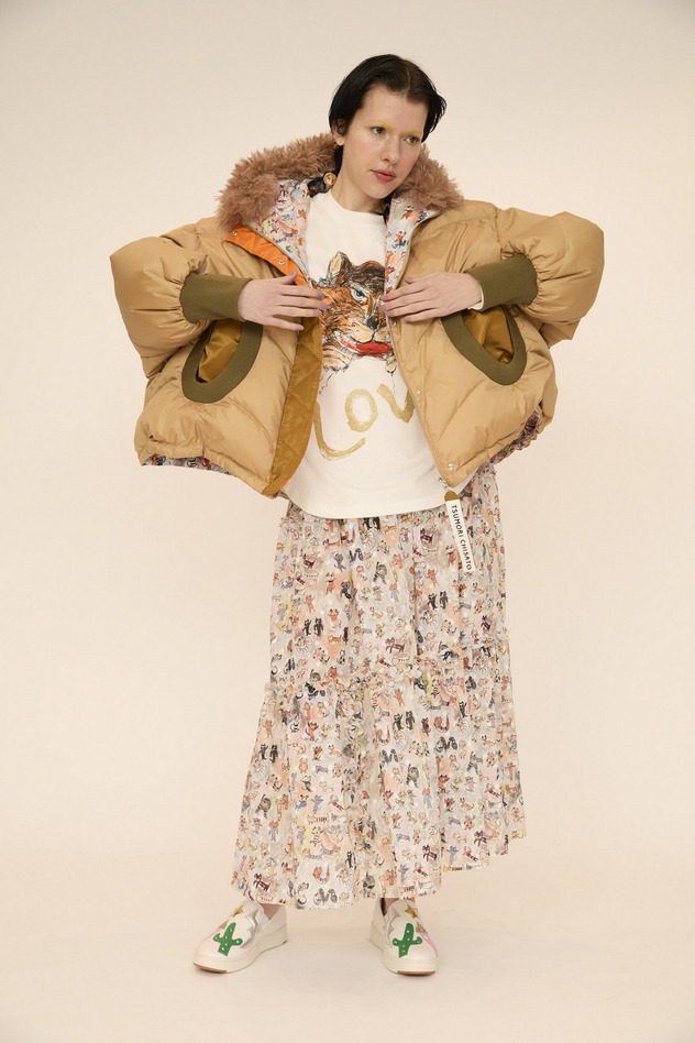 MANY FUNNY CATS COTTON SKIRT 詳細画像 black 16