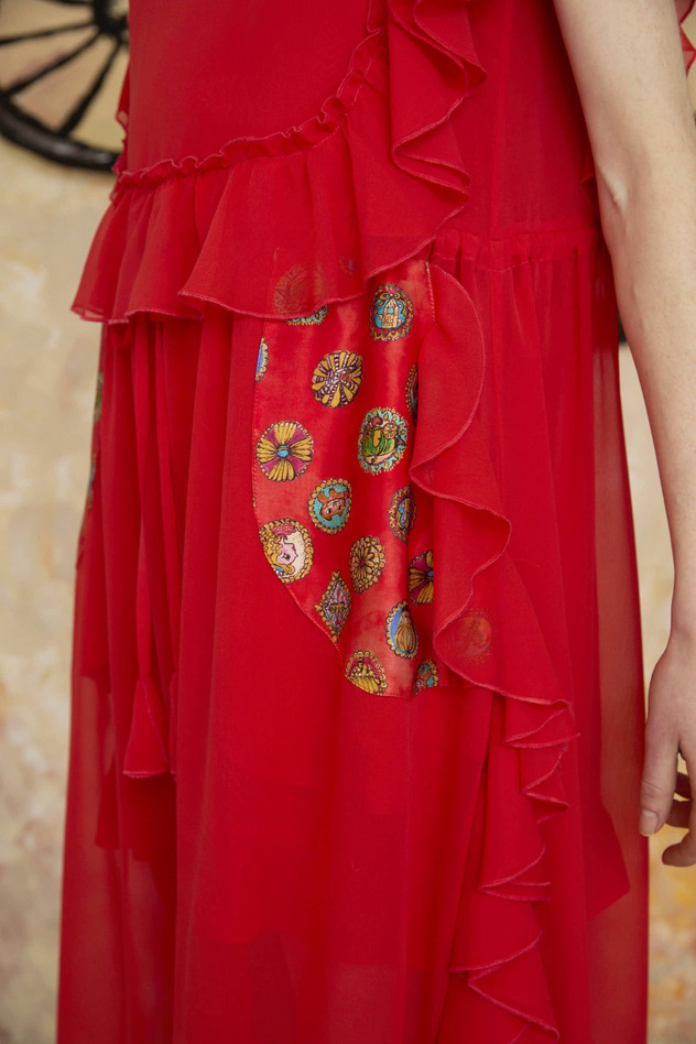 DOCKING SILK DRESS 詳細画像 red 5