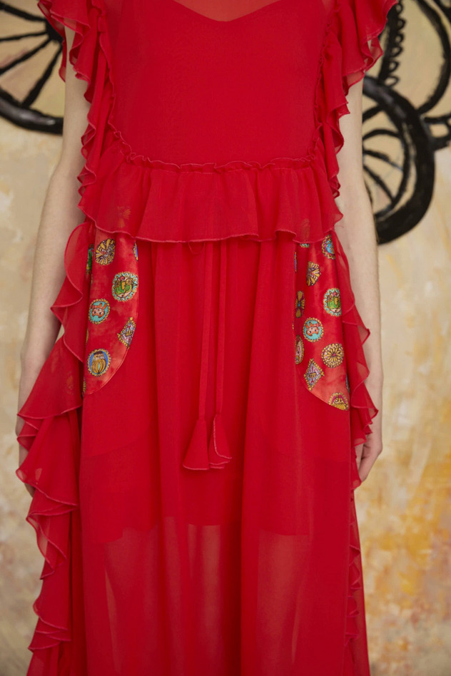 DOCKING SILK DRESS 詳細画像 red 7