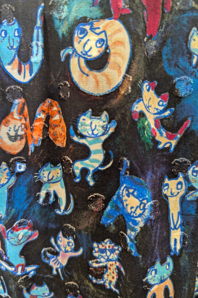 MANY FUNNY CATS COTTON BLOUSE 詳細画像 black 10