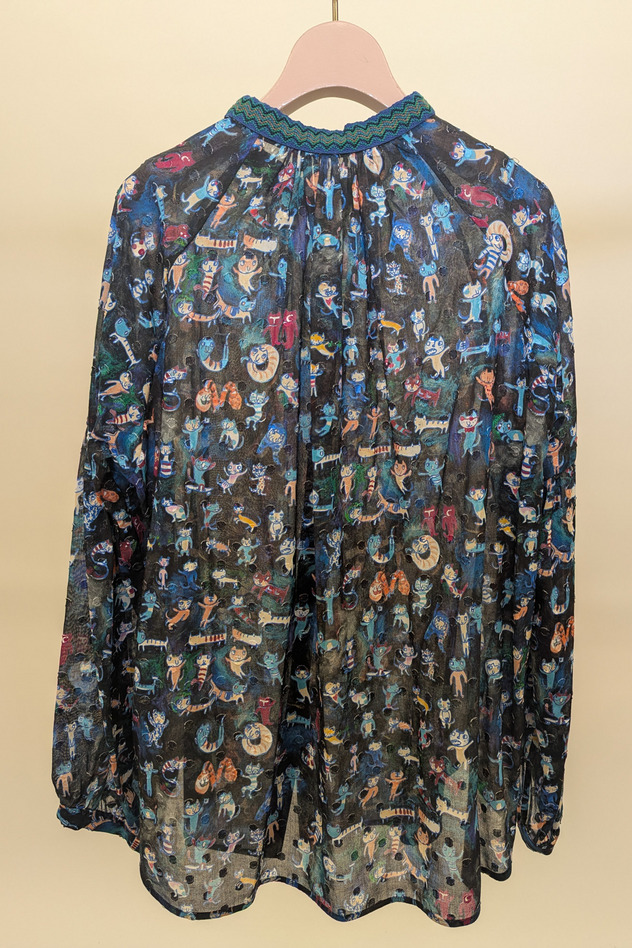 MANY FUNNY CATS COTTON BLOUSE 詳細画像 black 8