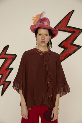 DOCKING SILK BLOUSE 詳細画像