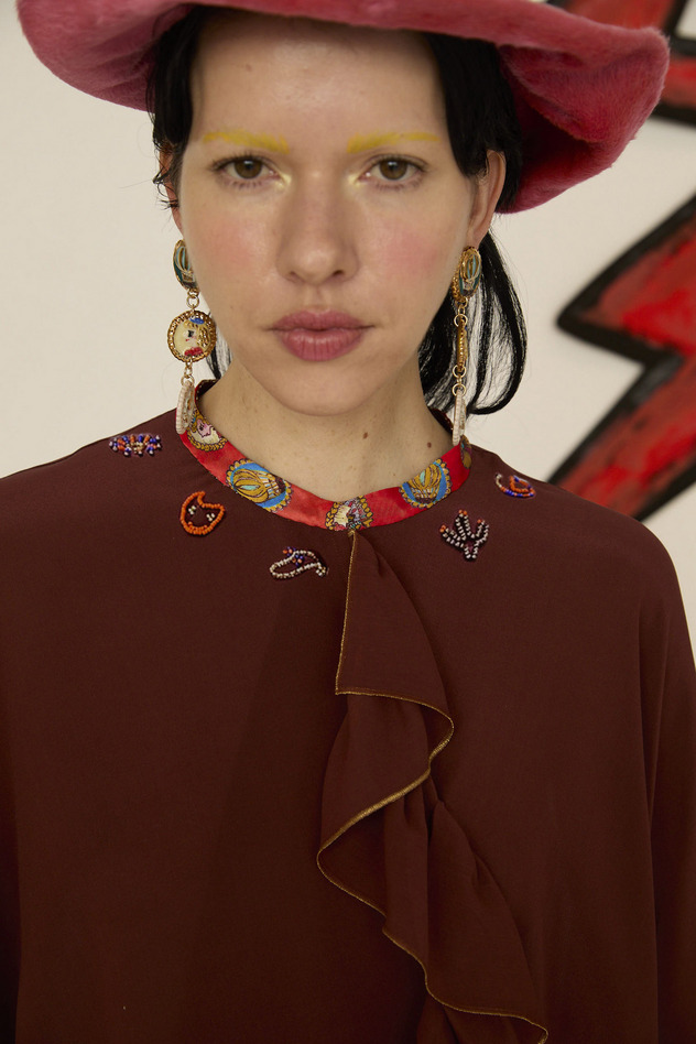 DOCKING SILK BLOUSE 詳細画像 black 2