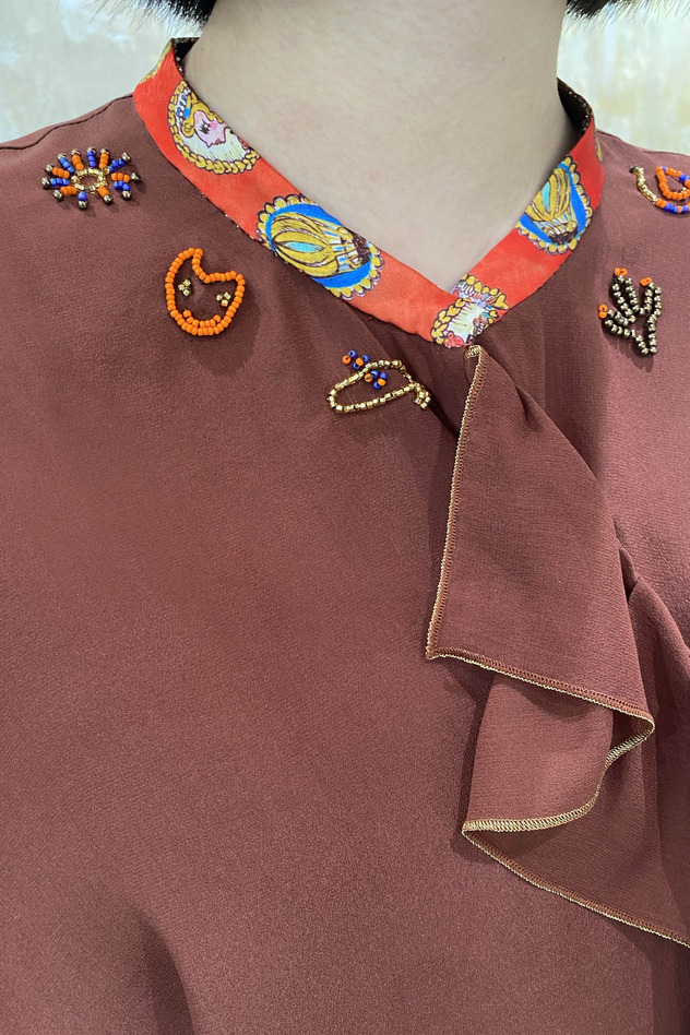 DOCKING SILK BLOUSE 詳細画像 black 8