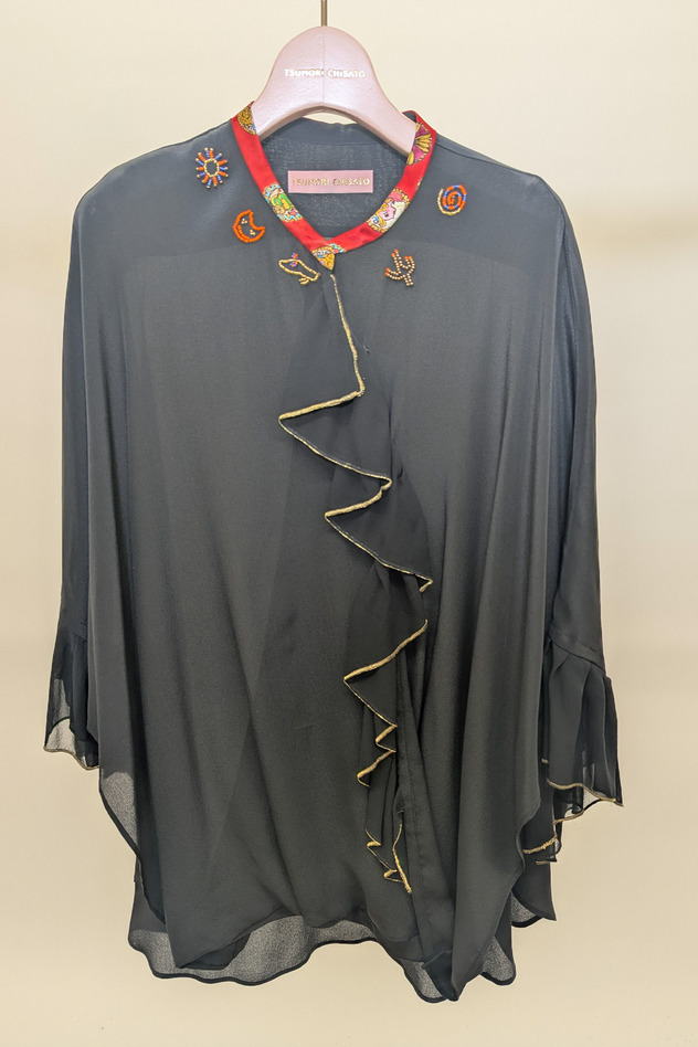 DOCKING SILK BLOUSE 詳細画像 black 9