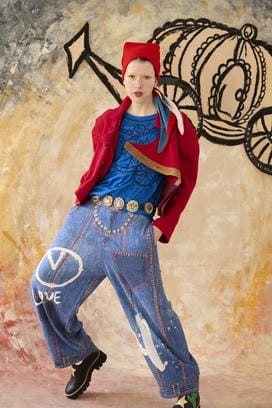 TROMPE-L'OEIL DENIM PRINT PANTS