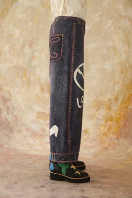 TROMPE-L'OEIL DENIM PRINT PANTS 詳細画像