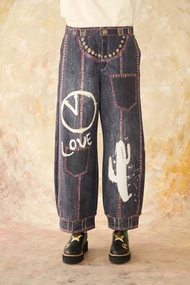 TROMPE-L'OEIL DENIM PRINT PANTS 詳細画像