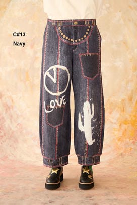 TROMPE-L'OEIL DENIM PRINT PANTS 詳細画像
