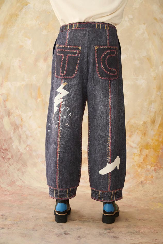 TROMPE-L'OEIL DENIM PRINT PANTS 詳細画像 navy 10