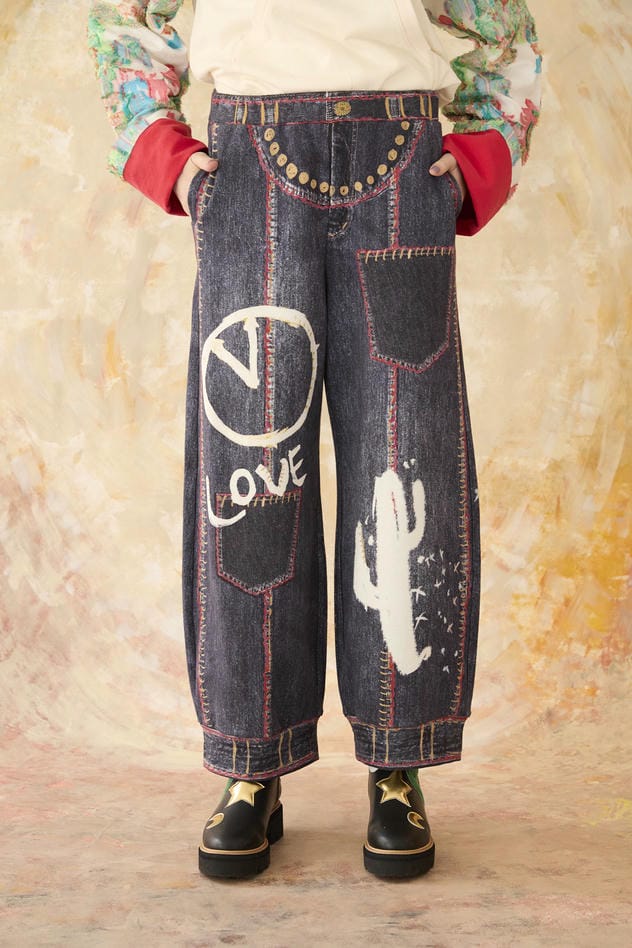 TROMPE-L'OEIL DENIM PRINT PANTS 詳細画像 navy 6