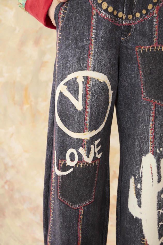 TROMPE-L'OEIL DENIM PRINT PANTS 詳細画像 navy 7