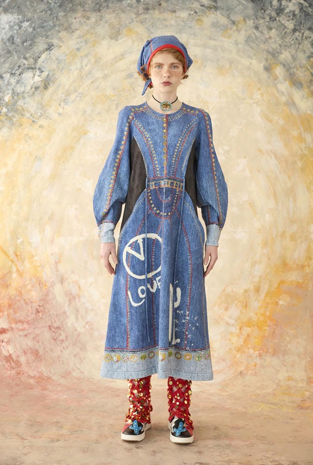 TROMPE-L'OEIL DENIM PRINT DRESSS 詳細画像 navy 4