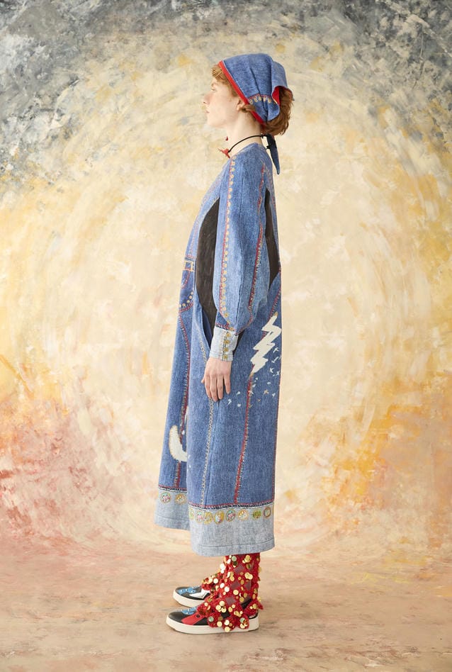 TROMPE-L'OEIL DENIM PRINT DRESSS 詳細画像 navy 5