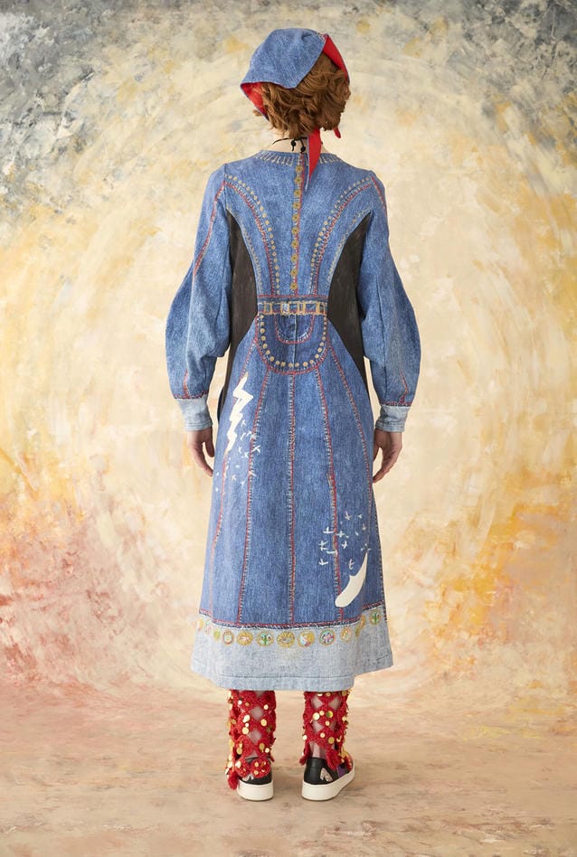 TROMPE-L'OEIL DENIM PRINT DRESSS 詳細画像 navy 7