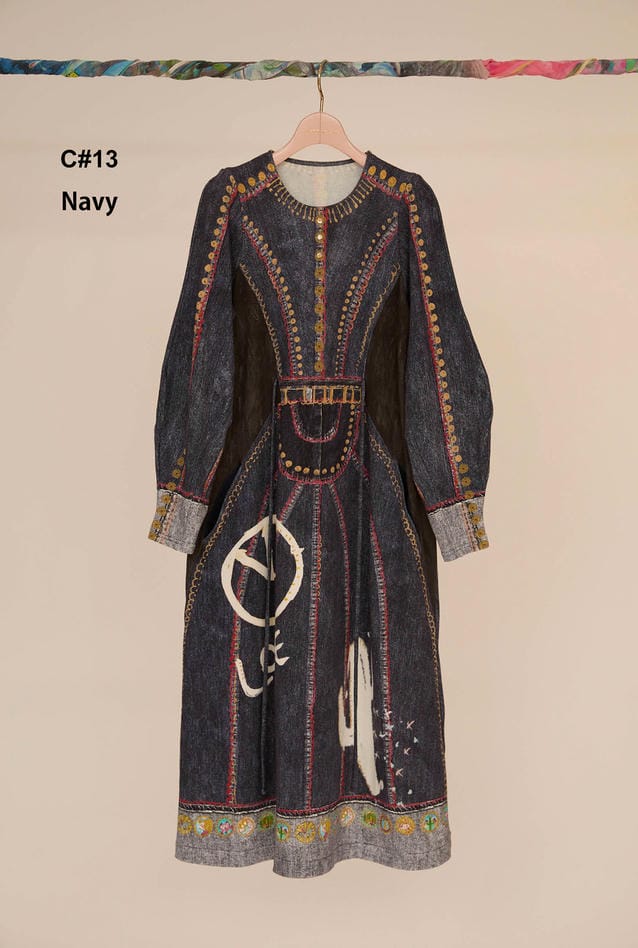 TROMPE-L'OEIL DENIM PRINT DRESSS 詳細画像 navy 1