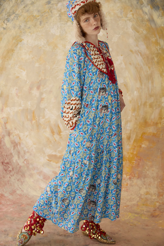 PEEK A BOO PRINT JERSEY DRESS 詳細画像 blue 2