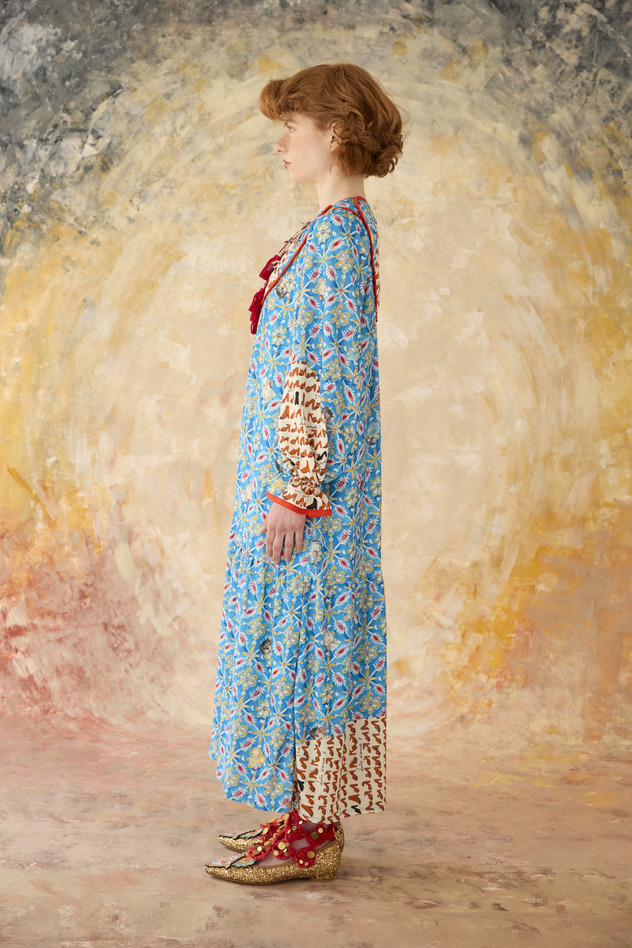 PEEK A BOO PRINT JERSEY DRESS 詳細画像 blue 8