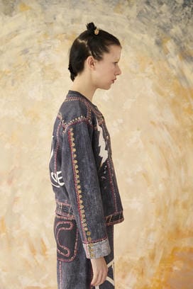 TROMPE-L'OEIL DENIM PRINT CARDIGAN 詳細画像