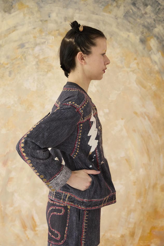 TROMPE-L'OEIL DENIM PRINT CARDIGAN 詳細画像 navy 5