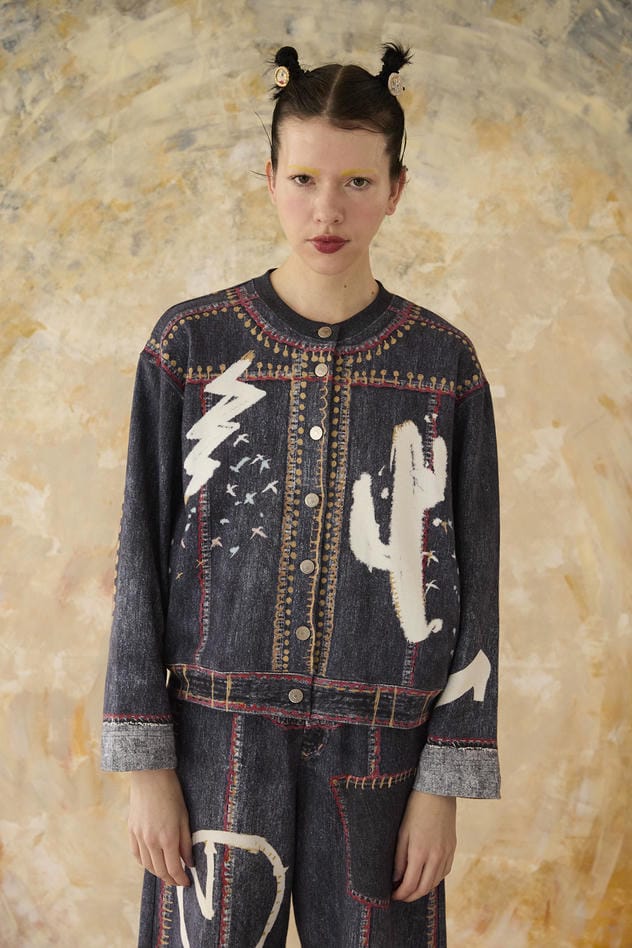 TROMPE-L'OEIL DENIM PRINT CARDIGAN 詳細画像 navy 1