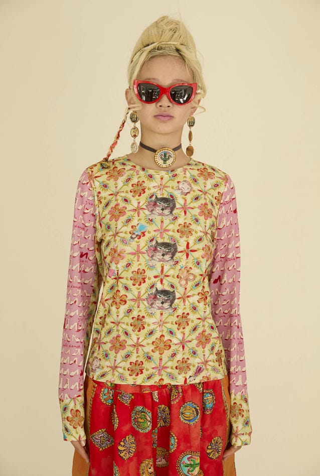 PEEK A BOO PRINT JERSEY TOPS 詳細画像 yellow 1