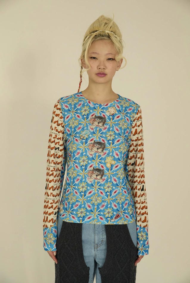 PEEK A BOO PRINT JERSEY TOPS 詳細画像 blue 1