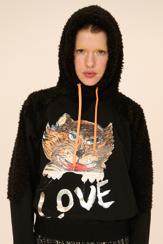 CAT LOVER PRINT URAKE HOODIE 詳細画像 black 6