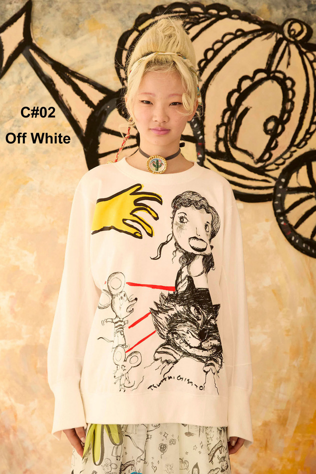 TOGETHER PRINT URAKE TOPS 詳細画像 off white 1