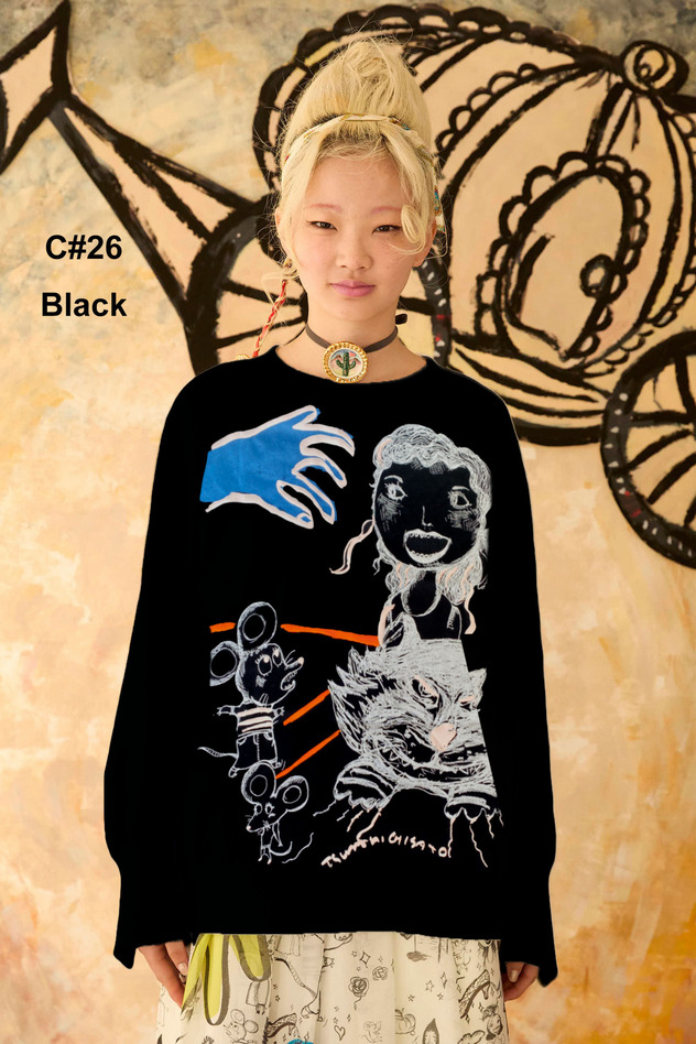 TOGETHER PRINT URAKE TOPS 詳細画像 black 1