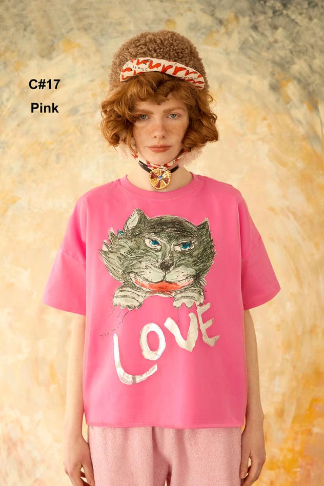 CAT LOVER PRINT T-SHIRT 詳細画像 pink 1
