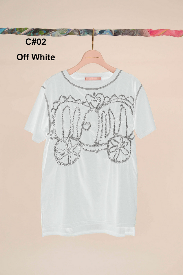 SHIRRING EMBROIDERY T-SHIRT 詳細画像 off white 1