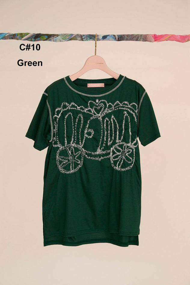 SHIRRING EMBROIDERY T-SHIRT 詳細画像 green 1