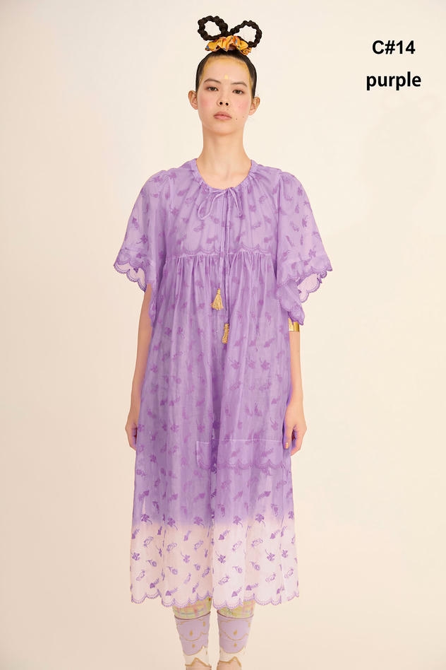 PETIT FROG EMBROIDERY DYED DRESS 詳細画像 purple 1