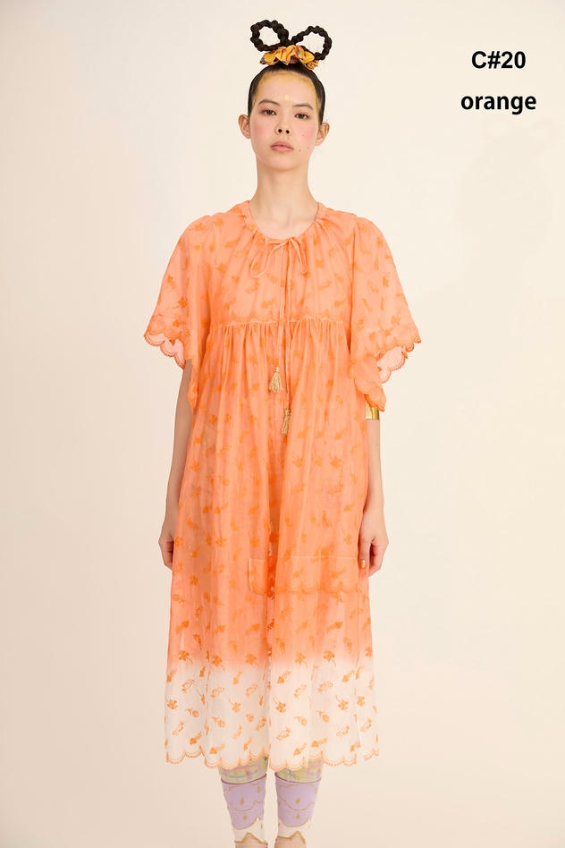 PETIT FROG EMBROIDERY DYED DRESS 詳細画像 orange 1