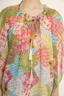 HEART PATCH TWEED PRINT BLOUSE 詳細画像