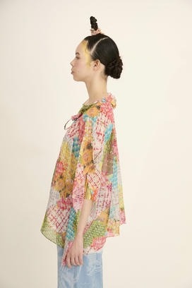 HEART PATCH TWEED PRINT BLOUSE 詳細画像