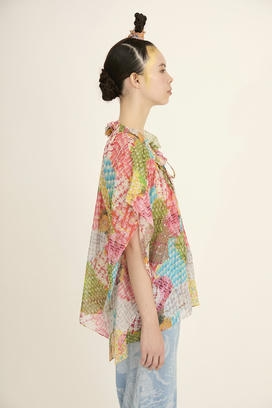 HEART PATCH TWEED PRINT BLOUSE 詳細画像