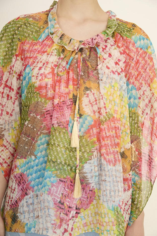 HEART PATCH TWEED PRINT BLOUSE 詳細画像 vivid 2