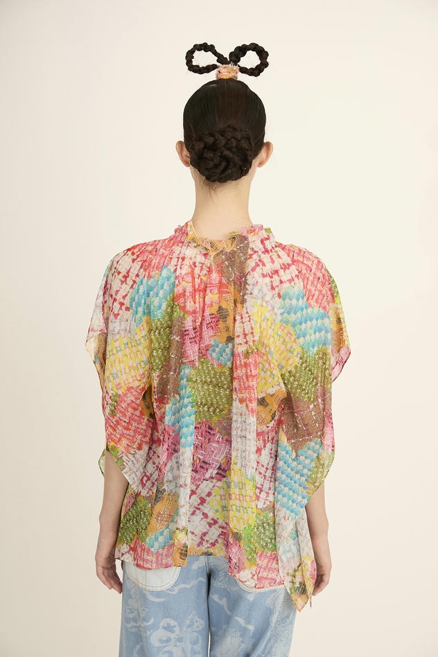HEART PATCH TWEED PRINT BLOUSE 詳細画像 vivid 4